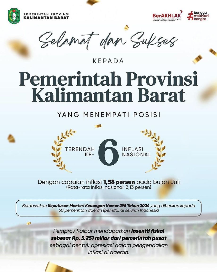 Selamat dan Sukses kepada Pemerintah Provinsi Kalimantan Barat